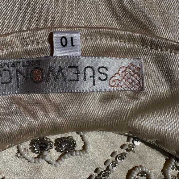 Sue Wong Silk dress, cream / champagne color, beaded & embroidered - Picture 16 of 16